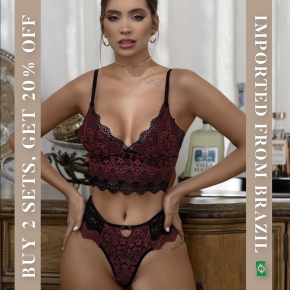 Top Lace bralette non padded & panty -2 piece set - Picture 2 of 7